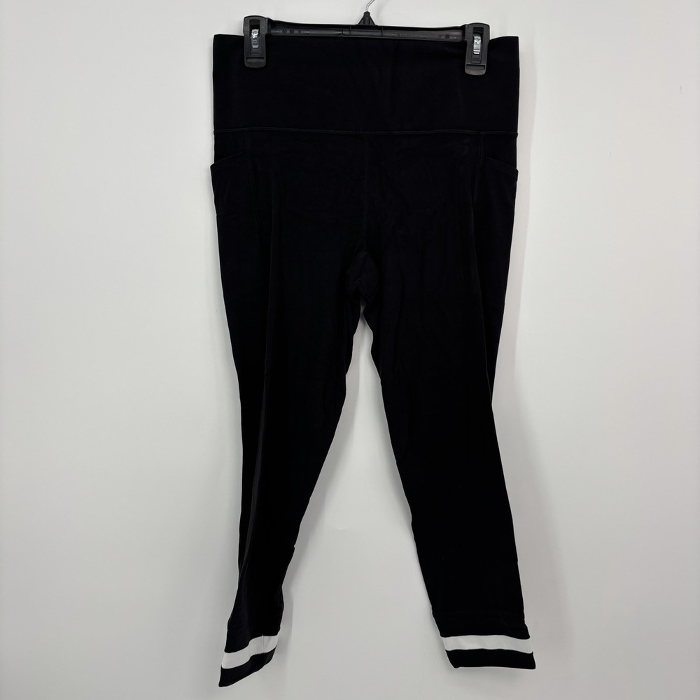 Athleta Salutation Stash Colorblock 7/8 Tight Womens Large Black White Yoga Gym